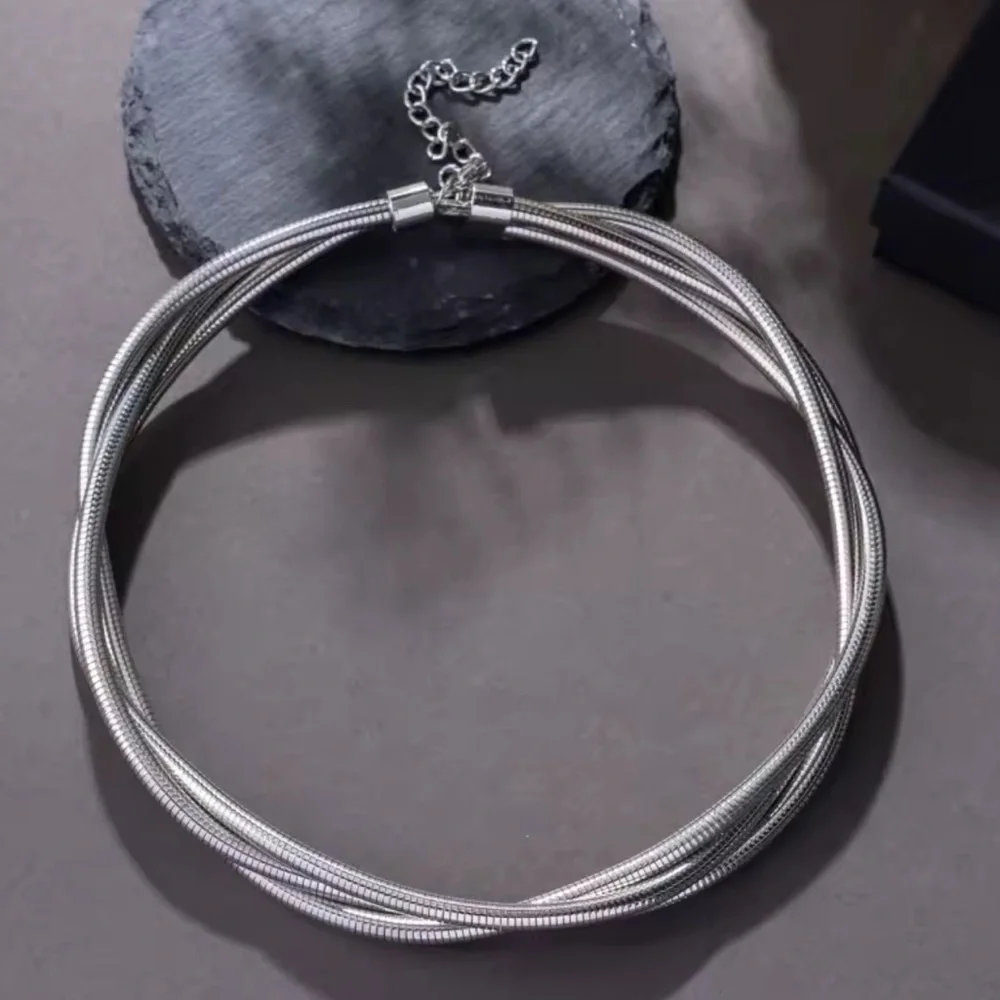 Silver Multi-Layer Necklace | Modern Minimal - Picture 2 of 5